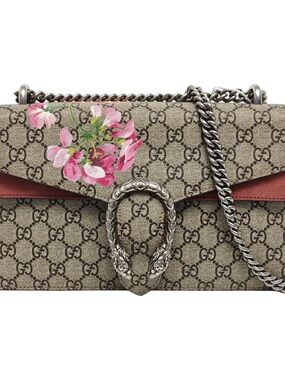 Gucci Dionysus GG Supreme Floral Beige with Pink Accents Medium Leather Bag